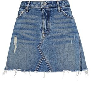 GRLFRND Eva A-Line Blue Distressed Denim Mini Skirt Size 25